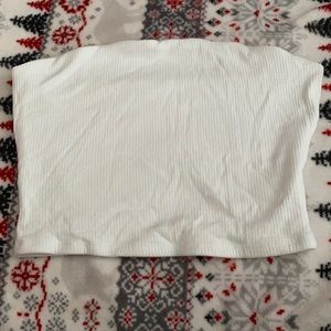 Garage ribbed white tube top